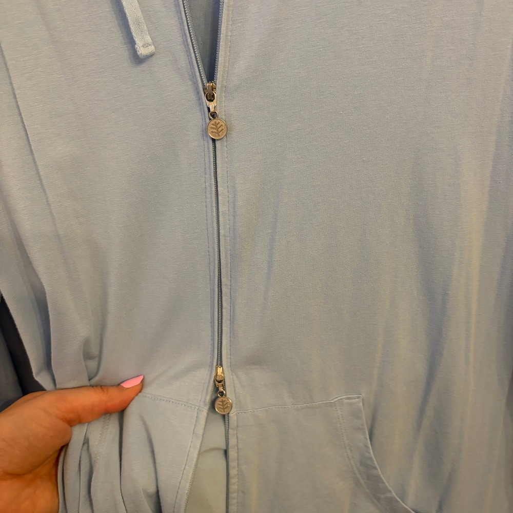 Coolibar Cabana Long Zip-Up Hoodie Women XL Coastal UPF 50 Bamboo Coverup Jacket - Picture 5 of 12